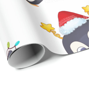 Papel De Regalo Navidades Pinguin con luces