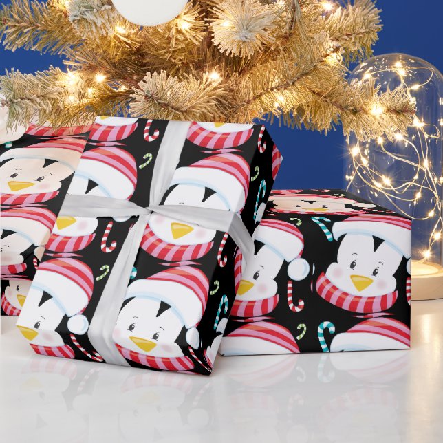 Papel De Regalo Navidades pingüino personalizado de caramelo patró (Vacaciones)