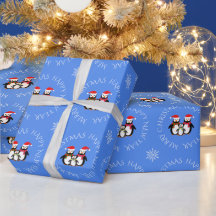 Navidades pingüino personalizado texto azul