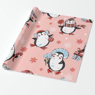 Papel De Regalo Navidades - Pingüinos Cute