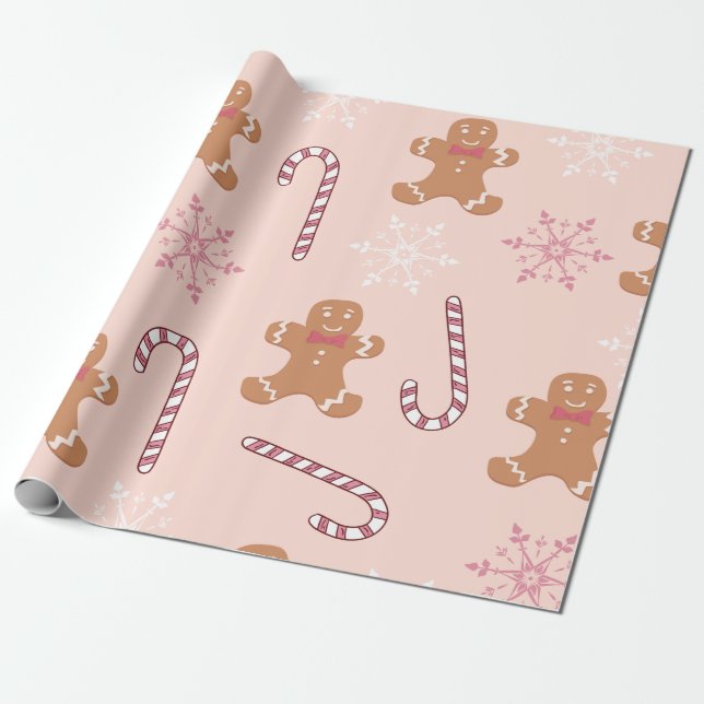 Papel De Regalo Navidades PINK GINGERBREAD (Desenrollado)