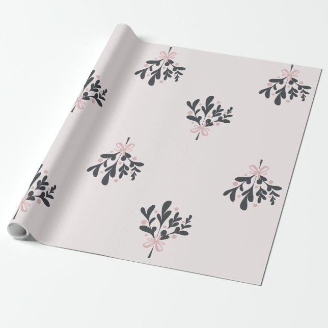 Papel De Regalo Navidades Pink Mistletoe (Desenrollado)