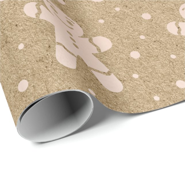 Papel De Regalo Navidades Pink Rubor Powder Gingerbread Man Kraft (Esquina del rollo)