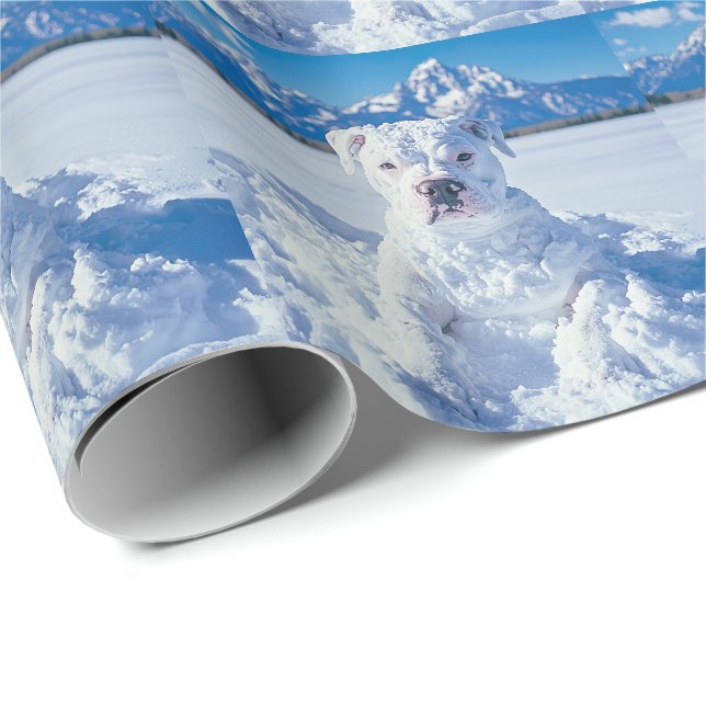Papel De Regalo Navidades Pitbull Dog Snowman (Esquina del rollo)