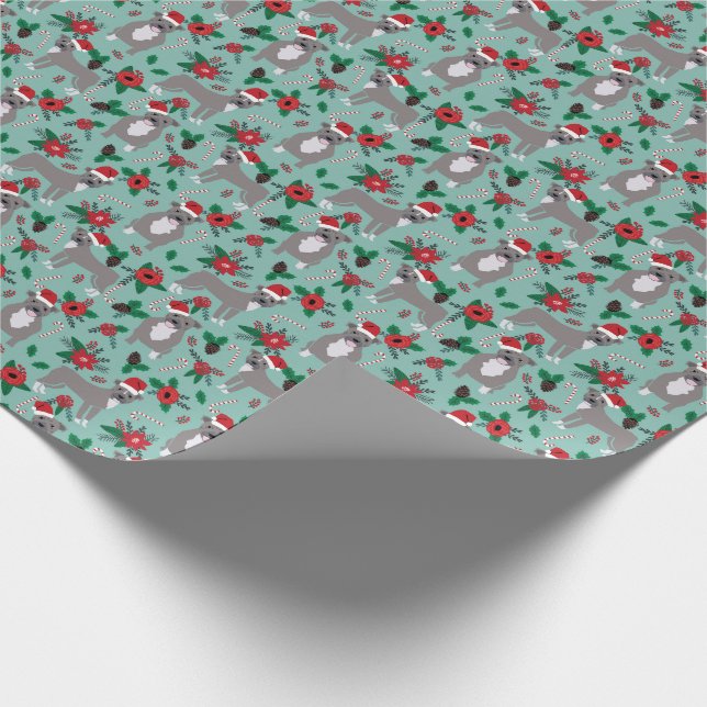 Papel De Regalo Navidades Pitbull Vacaciones Florales (Esquina)