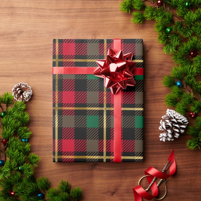 Papel De Regalo Navidades Plaid Classic Red Green Simple Holiday (Regalo de vacaciones)