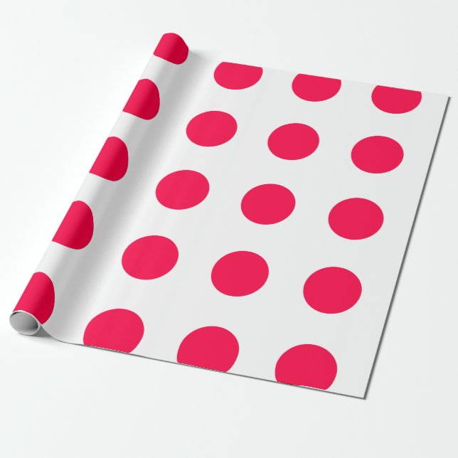 Papel De Regalo Navidades Polka Rojo Dots White Template Elegante (Desenrollado)