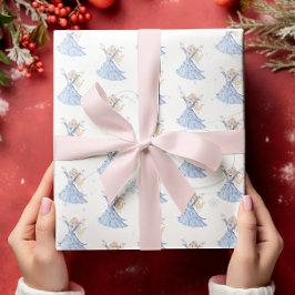 Papel De Regalo Navidades Princess Blue Winter Snowflakes