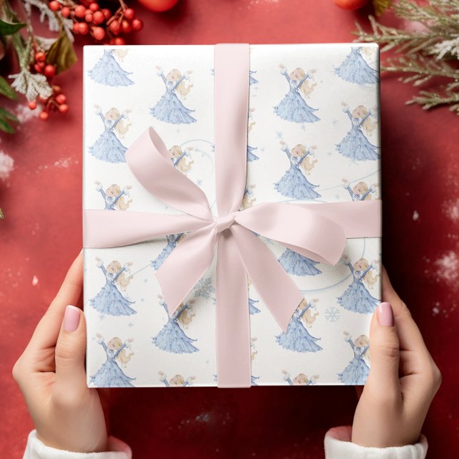 Papel De Regalo Navidades Princess Blue Winter Snowflakes (Subido por el creador)