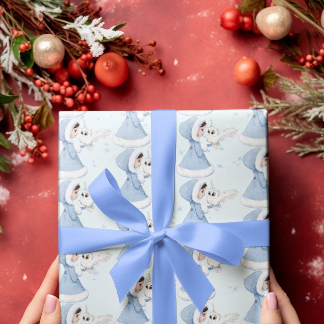 Papel De Regalo Navidades Princess Owl Winter Snowflakes (Subido por el creador)