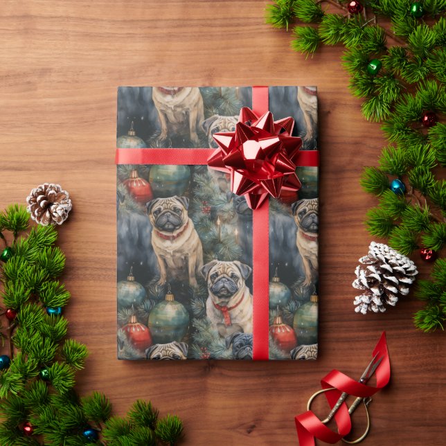 Papel De Regalo Navidades Pug (Regalo de vacaciones)