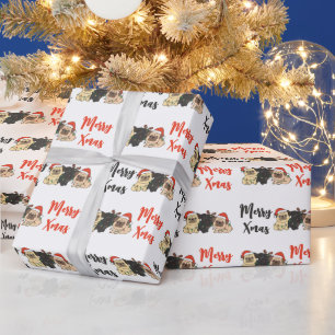 Papel De Regalo Navidades Pug Animales cortan vacaciones de perros