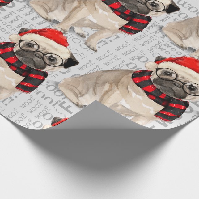 Papel De Regalo NAVIDADES PUG para el amante del perro (Esquina)