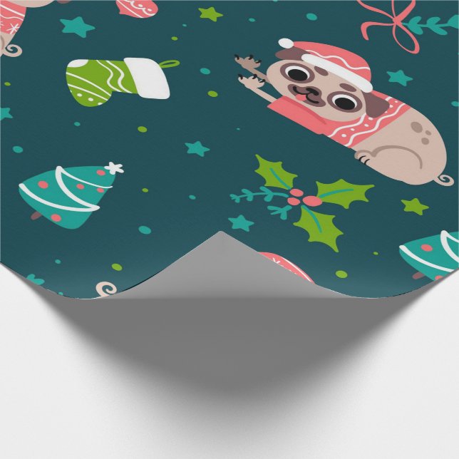 Papel De Regalo Navidades Pugs (Esquina)