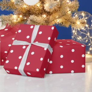Papel De Regalo Navidades puntos rojos y blancos de polka