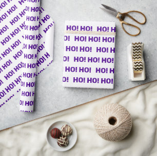 Papel De Regalo Navidades Purple White Ho Ho Ho Ho
