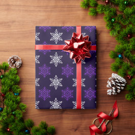 Papel De Regalo Navidades Púrpura Oscuro Patrón De Snowflake Seaml