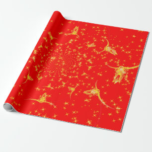 Papel De Regalo Navidades Purpurina Occidental Red Gold Girly Cow 