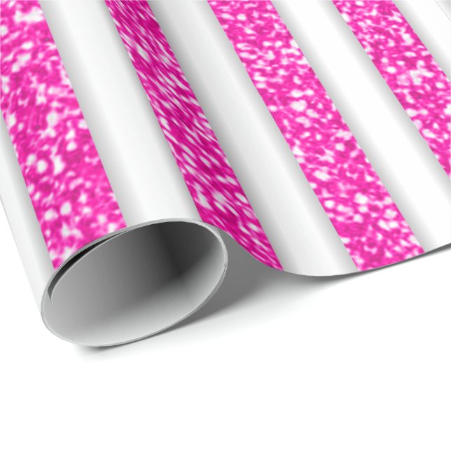 Papel De Regalo Navidades Purpurinas blancos rosados (Esquina del rollo)