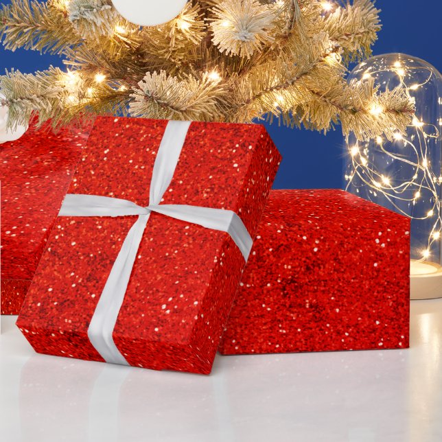 Papel De Regalo Navidades Purpurinas rojos  (Vacaciones)