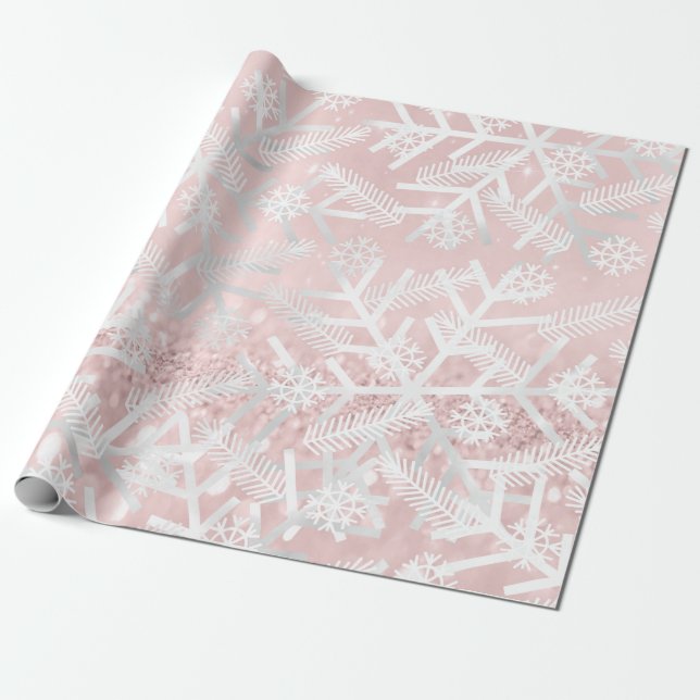Papel De Regalo Navidades Purpurinas rosados de Rubor disfrutan co (Desenrollado)