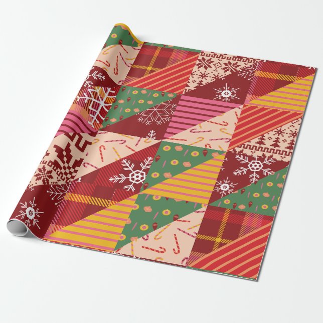 Papel De Regalo Navidades Quilt (Desenrollado)