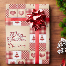 Papel De Regalo Navidades Quilt Añadir nombre de destinatario clás