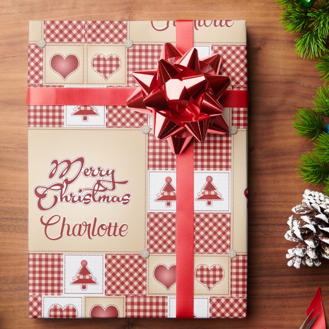 Papel De Regalo Navidades Quilt Añadir nombre de destinatario clás (Subido por el creador)
