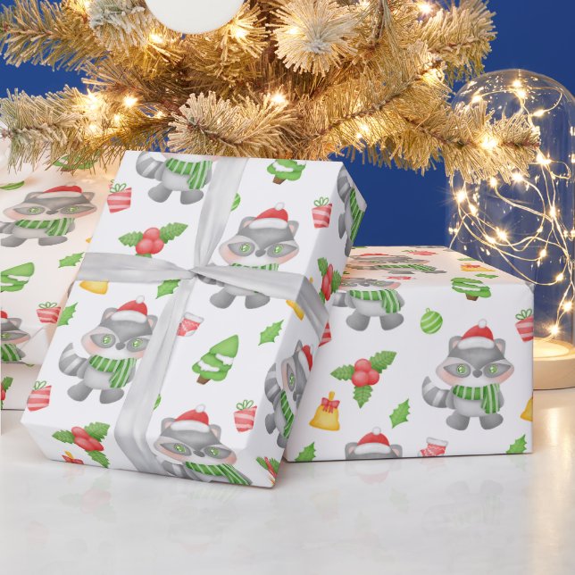 Papel De Regalo Navidades Raccoon, Berries, Presenta (Vacaciones)