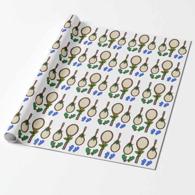 Papel De Regalo Navidades raqueta de tenis y Mitones envolviendo p (Desenrollado)