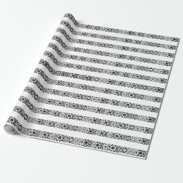 Papel De Regalo Navidades rayados de encaje blanco y negro