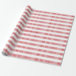 Papel De Regalo Navidades rayados de encaje rojo y blanco