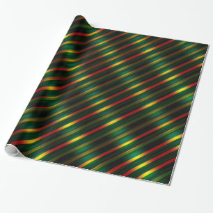 Papel De Regalo Navidades rayados Wavy Pattern Gold, Red & Green,