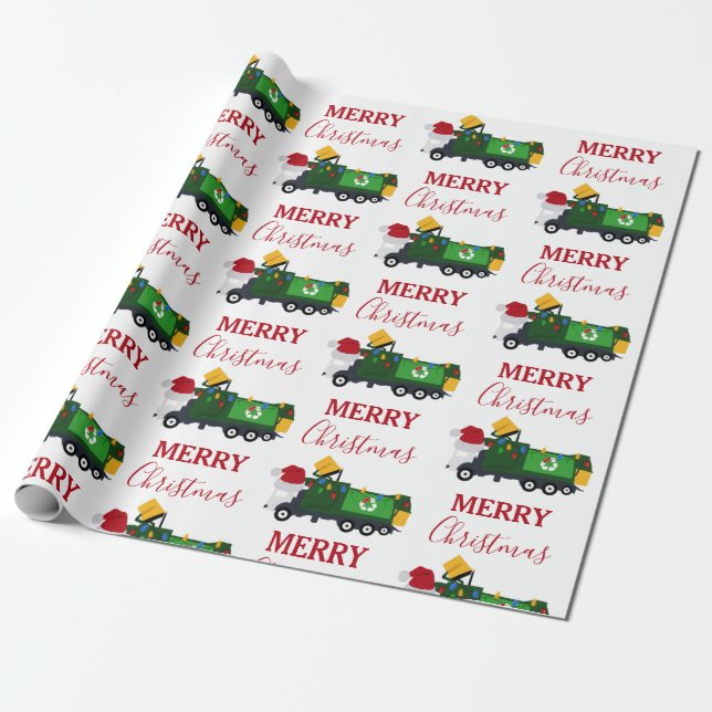 Papel De Regalo Navidades reciclando camión basura (Desenrollado)