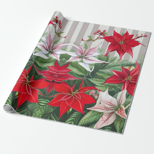 Papel De Regalo Navidades Red Amaryllis y Poinsettias