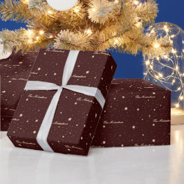 Papel De Regalo Navidades Red and Gold Starry Night