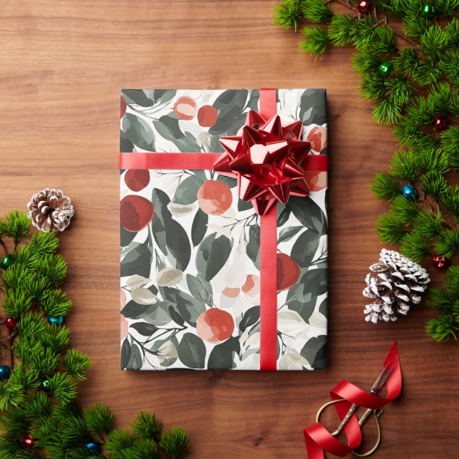 Papel De Regalo Navidades Red Berries (Regalo de vacaciones)
