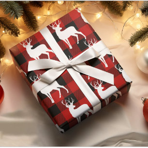 Papel De Regalo Navidades Red Buffalo Plaid & White Deer