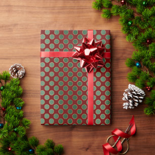 Papel De Regalo Navidades Red Green Gold Dots
