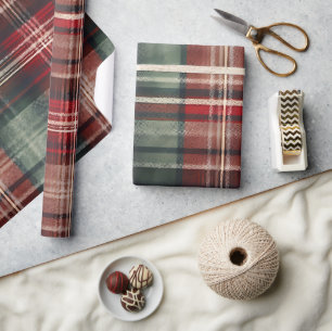 Papel De Regalo Navidades Red Green Plaid