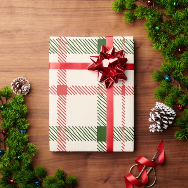 Papel De Regalo Navidades Red & Green Plaid Farmhouse Cute Simple (Regalo de vacaciones)