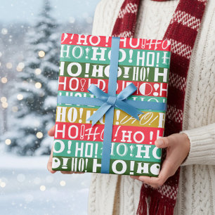 Papel De Regalo ¡navidades Red Green y Gold HO! ¡Oh! ¡Oh! Rayas