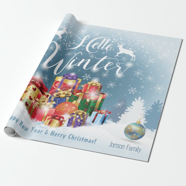 Papel De Regalo Navidades Regalos de vacaciones con tus deseos, pe (Desenrollado)