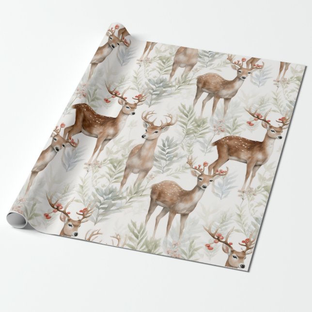 Papel De Regalo Navidades Reindeer Vintage (Desenrollado)