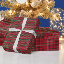 Papel De Regalo Navidades Relieve metalizado dorado Red Plaid de v