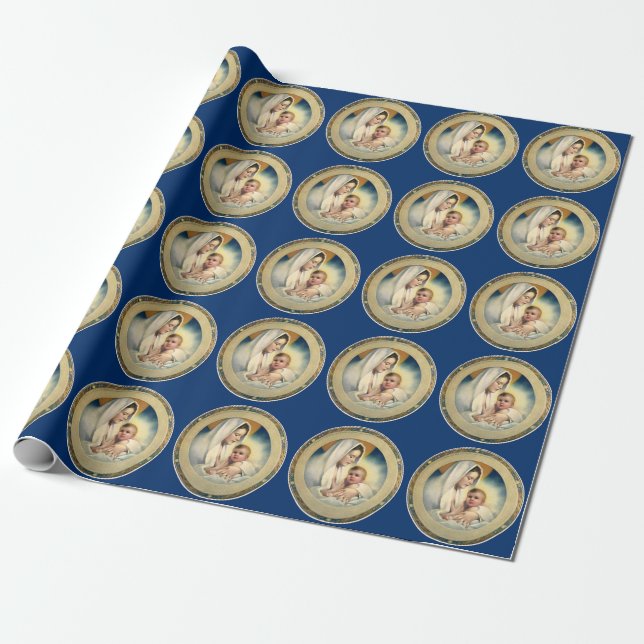 Papel De Regalo Navidades religiosos, madoneses y niños (Desenrollado)