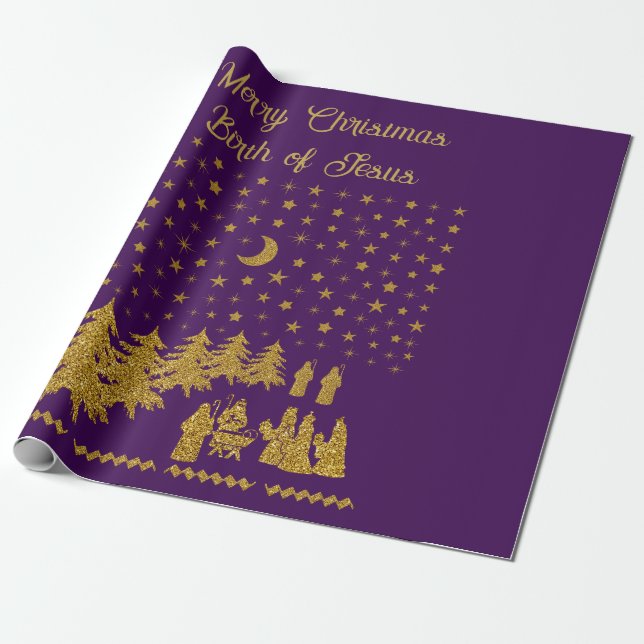 Papel De Regalo Navidades religiosos, nacimiento de Jesús (Desenrollado)