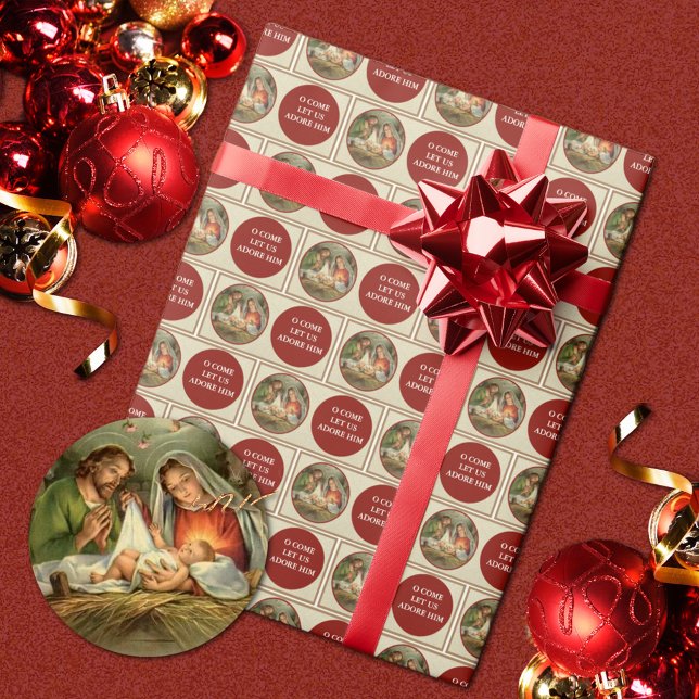 Papel De Regalo Navidades religiosos Natividad Vintage (Traditional Religious Vintage Nativity Christmas Gift Wrap)