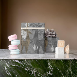 Papel De Regalo Navidades renos y copos de nieve roban gris