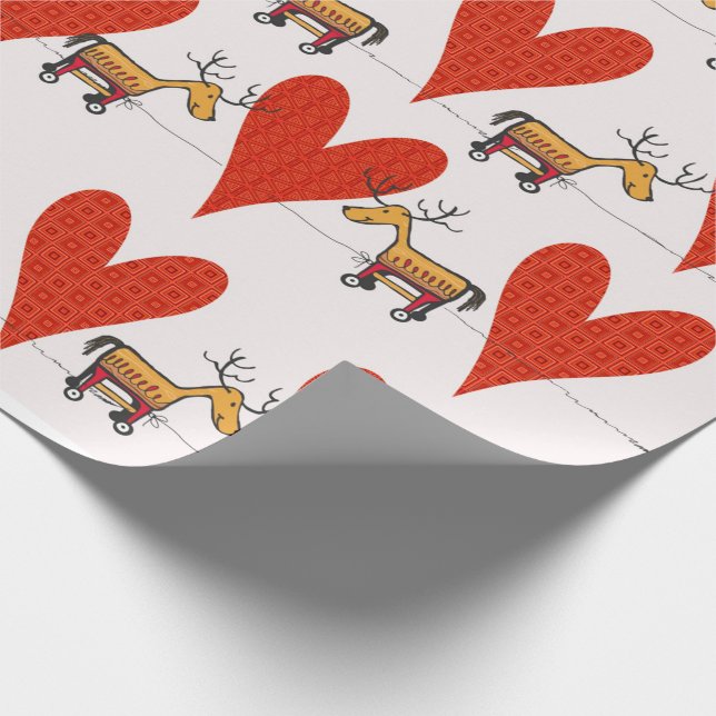 Papel De Regalo Navidades renos y corazones (Esquina)